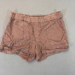 Aerie Paper Bag Shorts Womens Sz Med Brown Loose Fit Lyocell 35W 3" Back Pocket